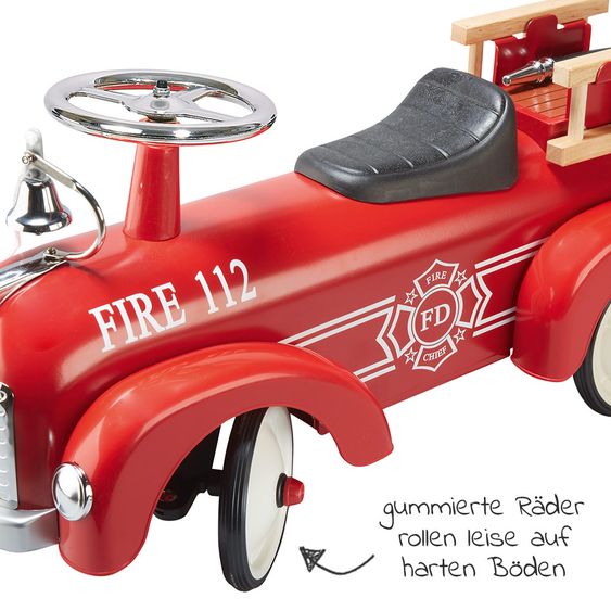 Goki Rutscher Feuerwehr aus Metall - Rot
