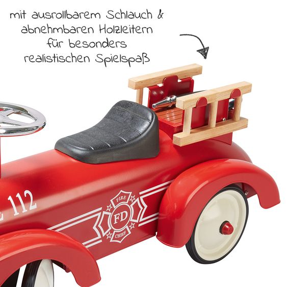 Goki Rutscher Feuerwehr aus Metall - Rot