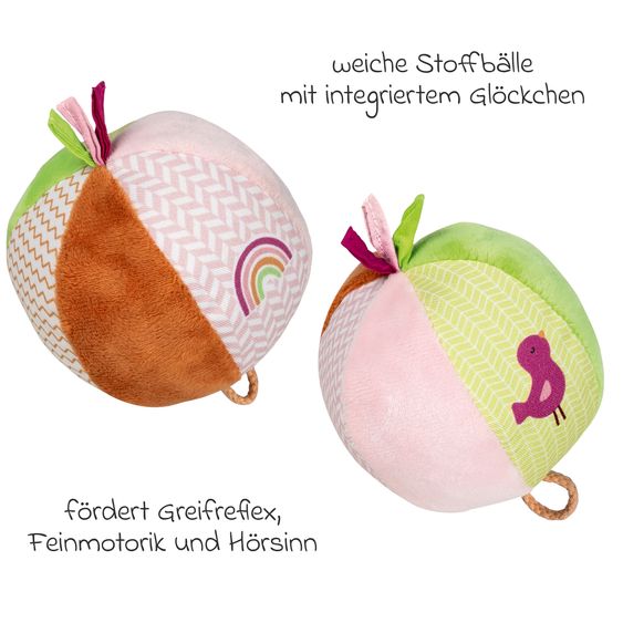 Goki Softball Confezione da 2 con campanellini - Regenbogen Vogel