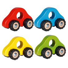 Veicolo giocattolo Set da 4 in legno con pneumatici in gomma