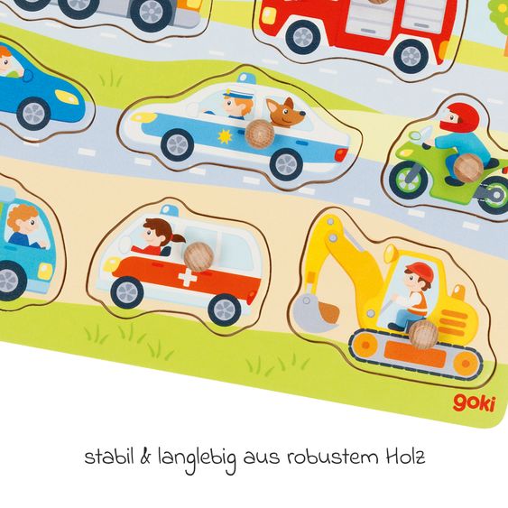 Goki Peg puzzle 8 Pieces - Vehicles