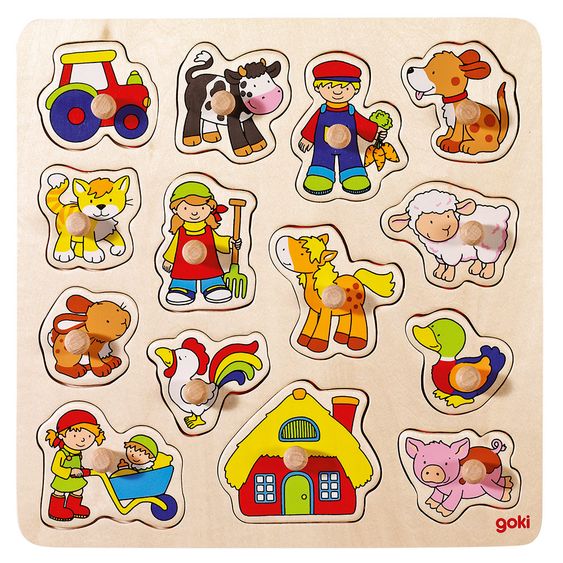 Goki Steckpuzzle Bauernhof - 14 Teile