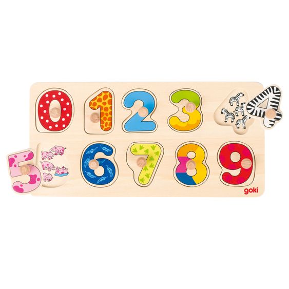 Goki Steckpuzzle mit Hintergrund zum Zählen lernen 10 Teile