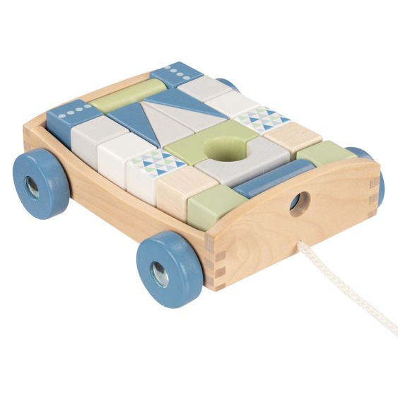Goki Ziehwagen mit 20 Holz-Bausteinen - Lifestyle Aqua