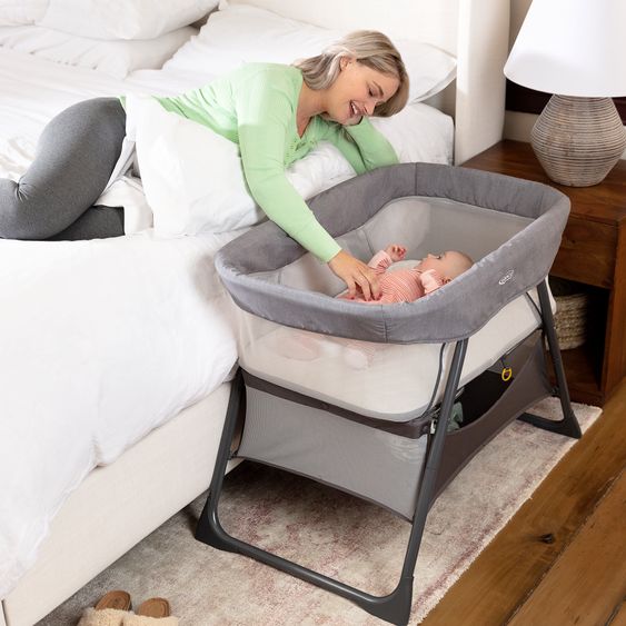 Graco 2-1 Side-by-side co-sleeper & travel cot from birth - 6 months incl. mattress & carrycot - Fossil