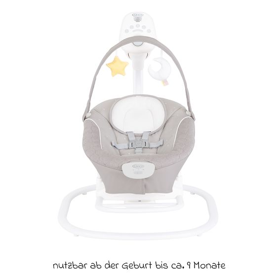 Graco 2in1 baby swing & bouncer SoftSway with Magnetic Motion from birth - 6 months incl. play arch with 2 toys - Starlight