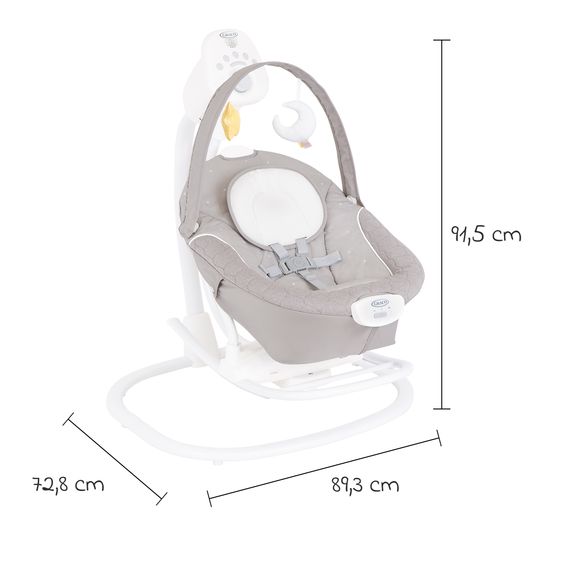 Graco 2in1 baby swing & bouncer SoftSway with Magnetic Motion from birth - 6 months incl. play arch with 2 toys - Starlight
