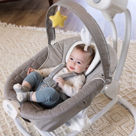 Graco 2in1 baby swing & bouncer SoftSway with Magnetic Motion from birth - 6 months incl. play arch with 2 toys - Starlight