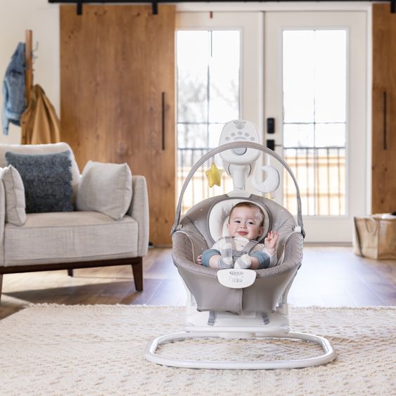 Graco 2in1 baby swing & bouncer SoftSway with Magnetic Motion from birth - 6 months incl. play arch with 2 toys - Starlight