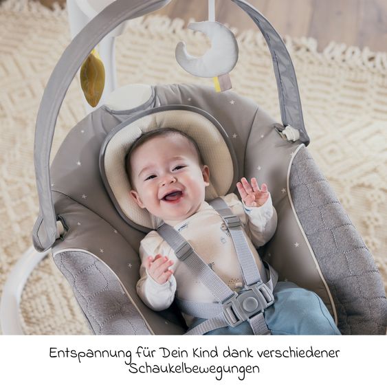 Graco 2in1 baby swing & bouncer SoftSway with Magnetic Motion from birth - 6 months incl. play arch with 2 toys - Starlight