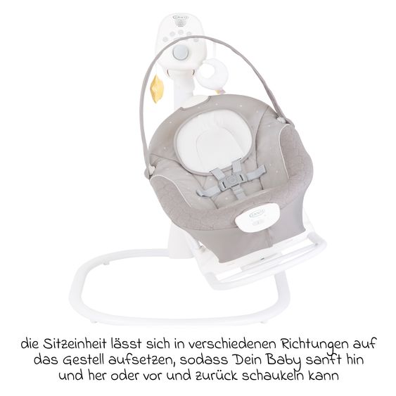 Graco 2in1 baby swing & bouncer SoftSway with Magnetic Motion from birth - 6 months incl. play arch with 2 toys - Starlight