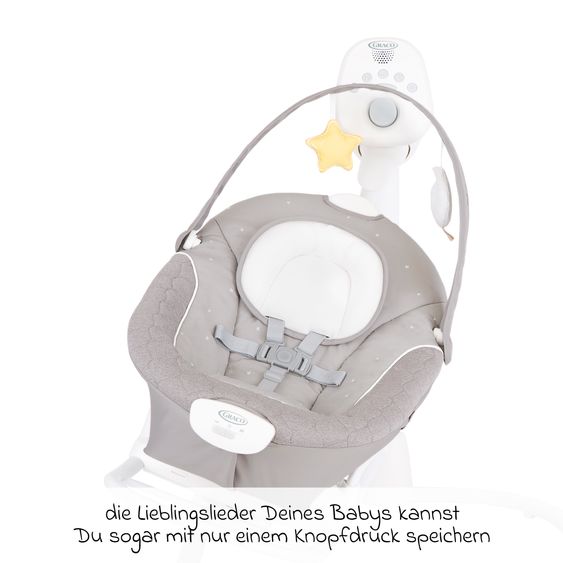 Graco 2in1 baby swing & bouncer SoftSway with Magnetic Motion from birth - 6 months incl. play arch with 2 toys - Starlight