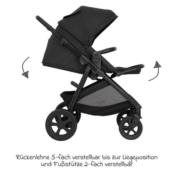 Graco 3in1 Kombi-Kinderwagen-Set Near2Me DLX bis 22 kg belastbar mit Babywanne, Babyschale SnugLite & Regenschutz - Midnight