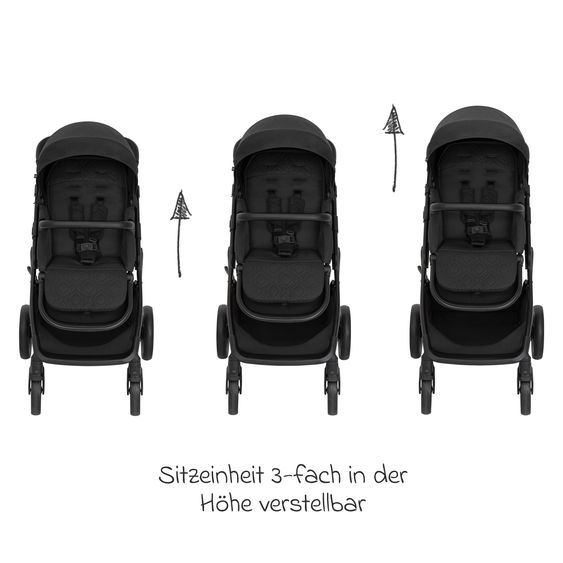 Graco 3in1 Kombi-Kinderwagen-Set Near2Me DLX bis 22 kg belastbar mit Babywanne, Babyschale SnugLite & Regenschutz - Midnight