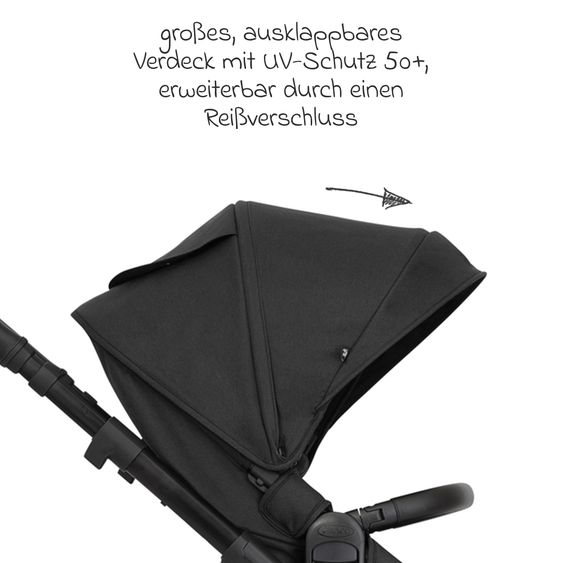 Graco 3in1 Kombi-Kinderwagen-Set Near2Me DLX bis 22 kg belastbar mit Babywanne, Babyschale SnugLite & Regenschutz - Midnight