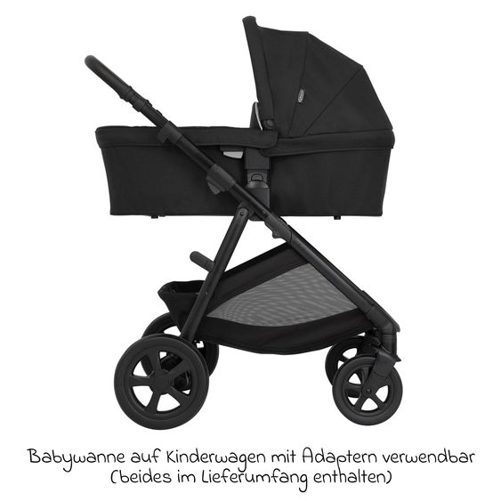 Graco 3in1 Kombi-Kinderwagen-Set Near2Me DLX bis 22 kg belastbar mit Babywanne, Babyschale SnugLite & Regenschutz - Midnight