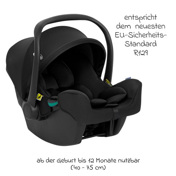 Graco 3in1 Kombi-Kinderwagen-Set Near2Me DLX bis 22 kg belastbar mit Babywanne, Babyschale SnugLite & Regenschutz - Midnight