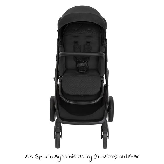 Graco 3in1 Kombi-Kinderwagen-Set Near2Me DLX bis 22 kg belastbar mit Babywanne, Babyschale SnugLite & Regenschutz - Midnight