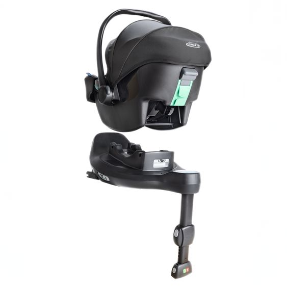 Graco Babyschale SnugLite & SnugTurn i-Size R129 Basisstation ab Geburt bis 13 kg ( 40 cm - 75 cm) inkl. Sitzverleinerer & Sonnenverdeck - Midnight