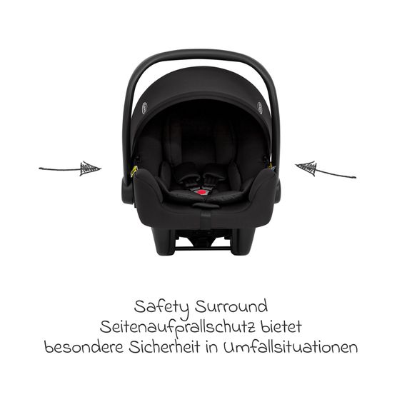 Graco Babyschale SnugLite & SnugTurn i-Size R129 Basisstation ab Geburt bis 13 kg ( 40 cm - 75 cm) inkl. Sitzverleinerer & Sonnenverdeck - Midnight