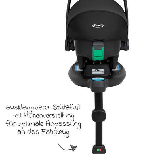 Graco Babyschale SnugLite & SnugTurn i-Size R129 Basisstation ab Geburt bis 13 kg ( 40 cm - 75 cm) inkl. Sitzverleinerer & Sonnenverdeck - Midnight