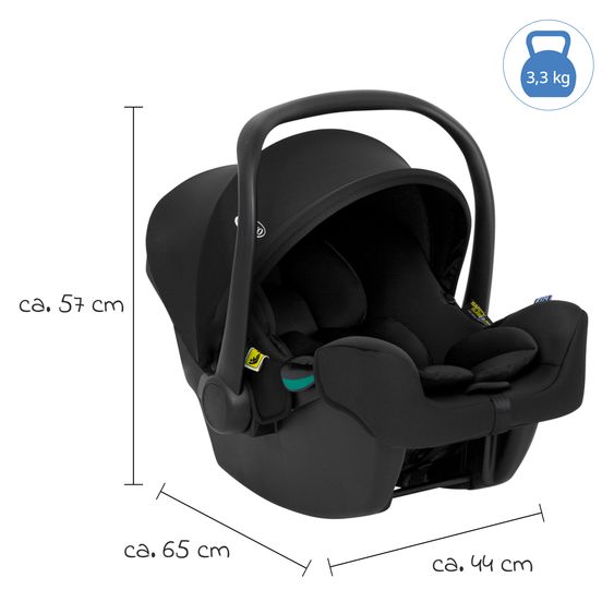Graco Babyschale SnugLite & SnugTurn i-Size R129 Basisstation ab Geburt bis 13 kg ( 40 cm - 75 cm) inkl. Sitzverleinerer & Sonnenverdeck - Midnight