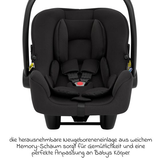 Graco Babyschale SnugLite & SnugTurn i-Size R129 Basisstation ab Geburt bis 13 kg ( 40 cm - 75 cm) inkl. Sitzverleinerer & Sonnenverdeck - Midnight
