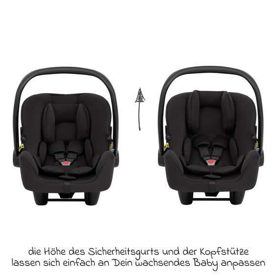 Graco Babyschale SnugLite & SnugTurn i-Size R129 Basisstation ab Geburt bis 13 kg ( 40 cm - 75 cm) inkl. Sitzverleinerer & Sonnenverdeck - Midnight
