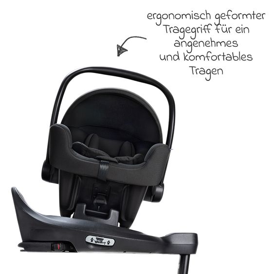 Graco Babyschale SnugLite & SnugTurn i-Size R129 Basisstation ab Geburt bis 13 kg ( 40 cm - 75 cm) inkl. Sitzverleinerer & Sonnenverdeck - Midnight