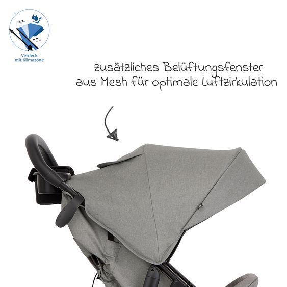 Graco Passeggino & Carrozzina Sportiva Eezefold DLX con meccanismo di piegatura con una mano, sacco piedi, protezione insetti, protezione pioggia & portabicchiere - Lunar