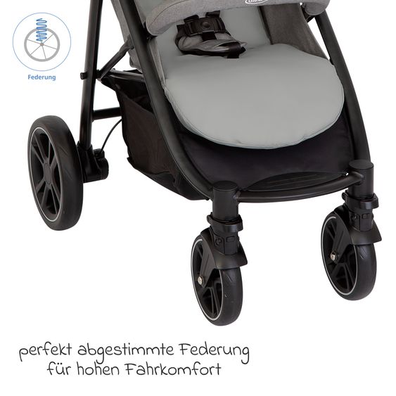 Graco Passeggino & Carrozzina Sportiva Eezefold DLX con meccanismo di piegatura con una mano, sacco piedi, protezione insetti, protezione pioggia & portabicchiere - Lunar