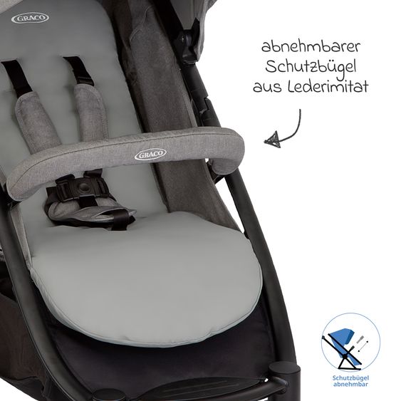 Graco Passeggino & Carrozzina Sportiva Eezefold DLX con meccanismo di piegatura ad una mano, protezione insetti, copertura antipioggia & portabicchiere - Lunar