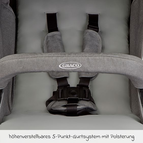 Graco Buggy & Sportwagen Eezefold DLX  mit Einhand-Faltmechanismus, Sonnenschirm, Regenschutz, Insektenschutz & Becherhalter - Lunar