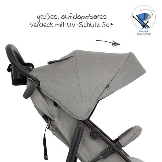 Graco Buggy & Sportwagen Eezefold DLX  mit Einhand-Faltmechanismus, Sonnenschirm, Regenschutz, Insektenschutz & Becherhalter - Lunar