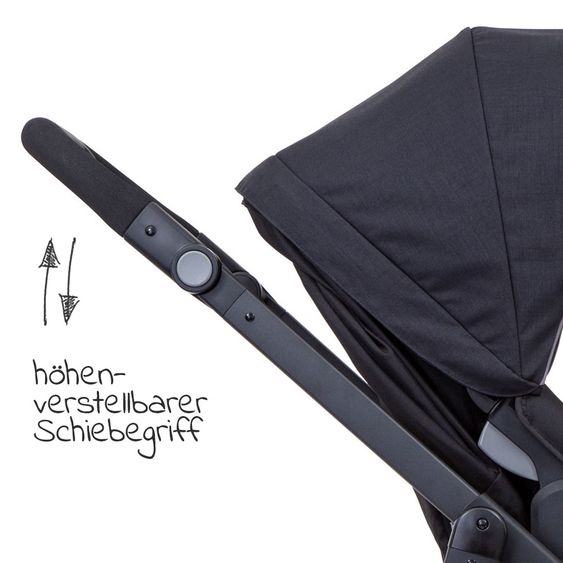 Graco Buggy / Sportwagen Evo inkl. Babyschale, Fußsack und Regenschutz - Black Grey