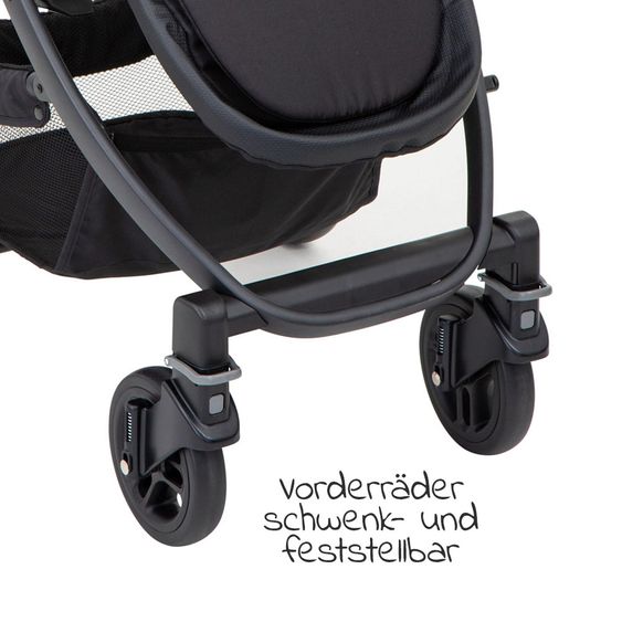 Graco Buggy / Sportwagen Evo inkl. Babyschale, Fußsack und Regenschutz - Black Grey