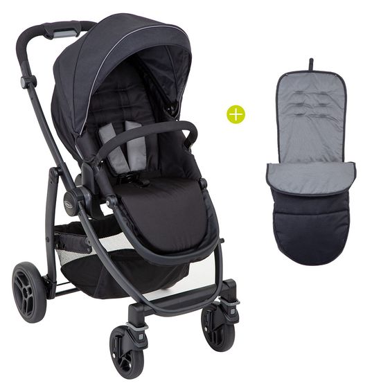 Graco Buggy / Sportwagen Evo inkl. Fußsack und Regenschutz - Black Grey