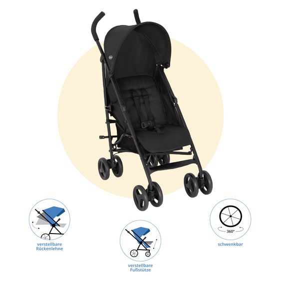 Graco Buggy & Sportwagen EZLite nur 6,6 kg leicht mit Liegeposition inkl. Regenschutz - Midnight