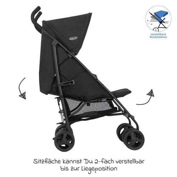 Graco Buggy & Sportwagen EZLite nur 6,6 kg leicht mit Liegeposition inkl. Regenschutz - Midnight