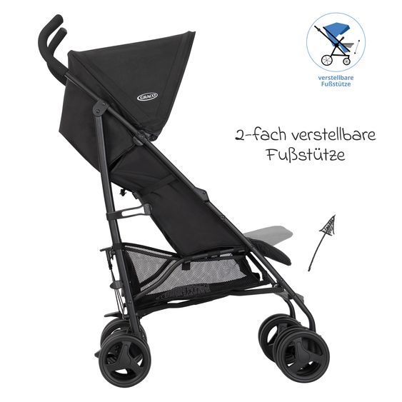 Graco Buggy & Sportwagen EZLite nur 6,6 kg leicht mit Liegeposition inkl. Regenschutz - Midnight