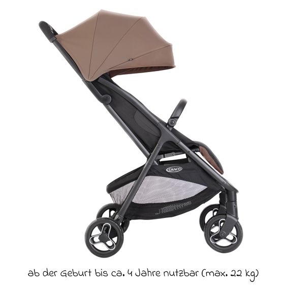Graco Buggy- & Sportwagen Myavo bis 22 kg belastbar nur 5,8 kg leicht mit Liegefunktion & Regenschutz - Fossil