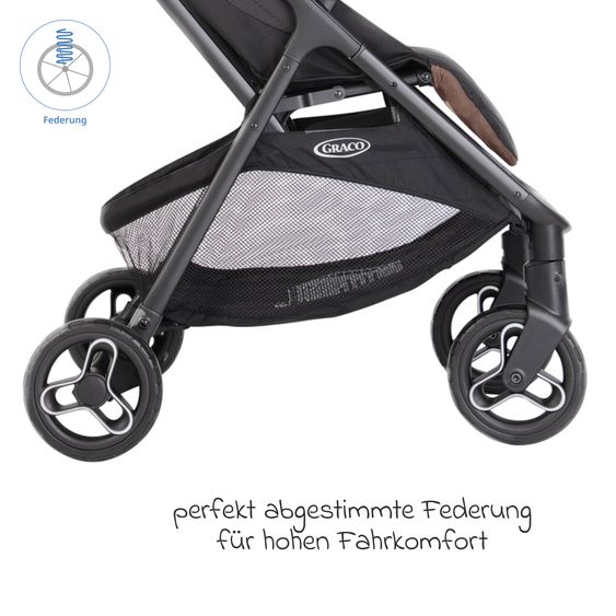 Graco Buggy- & Sportwagen Myavo bis 22 kg belastbar nur 5,8 kg leicht mit Liegefunktion & Regenschutz - Fossil