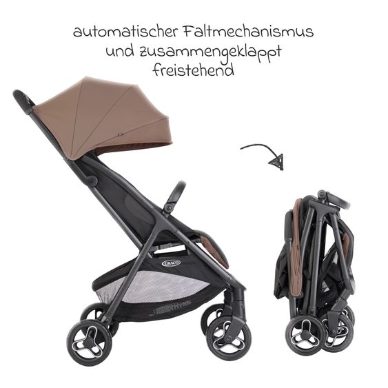 Graco Buggy- & Sportwagen Myavo bis 22 kg belastbar nur 5,8 kg leicht mit Liegefunktion & Regenschutz - Fossil