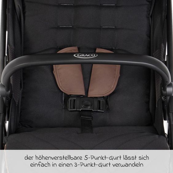 Graco Buggy- & Sportwagen Myavo bis 22 kg belastbar nur 5,8 kg leicht mit Liegefunktion & Regenschutz - Fossil
