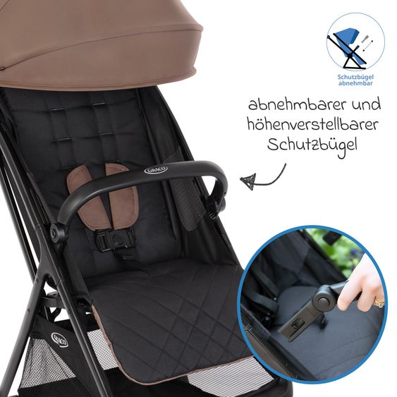 Graco Buggy- & Sportwagen Myavo bis 22 kg belastbar nur 5,8 kg leicht mit Liegefunktion & Regenschutz - Fossil