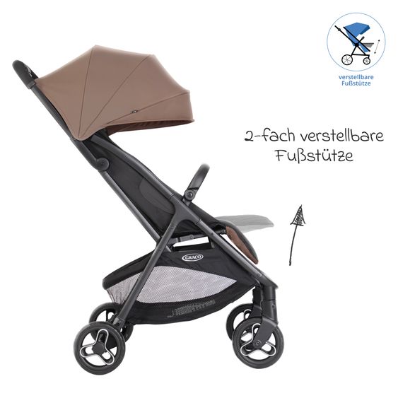 Graco Buggy- & Sportwagen Myavo bis 22 kg belastbar nur 5,8 kg leicht mit Liegefunktion & Regenschutz - Fossil