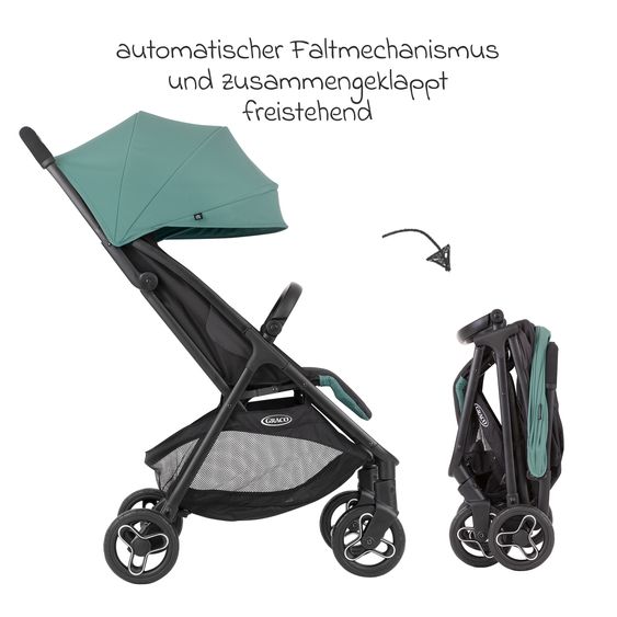 Graco Buggy- & Sportwagen Myavo bis 22 kg belastbar nur 5,8 kg leicht mit Liegefunktion & Regenschutz - Mint