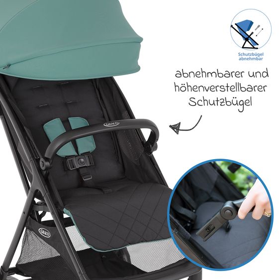 Graco Buggy- & Sportwagen Myavo bis 22 kg belastbar nur 5,8 kg leicht mit Liegefunktion & Regenschutz - Mint