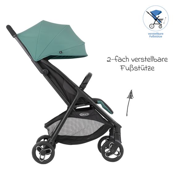 Graco Buggy- & Sportwagen Myavo bis 22 kg belastbar nur 5,8 kg leicht mit Liegefunktion & Regenschutz - Mint