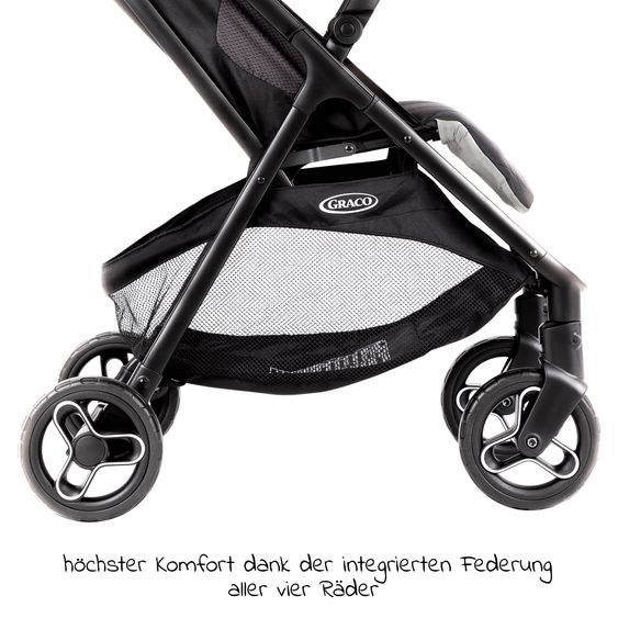 Graco Buggy & Sportwagen Myavo bis 22 kg belastbar nur 5,8 kg leicht mit Liegefunktion & Regenschutz - Steeple Gray